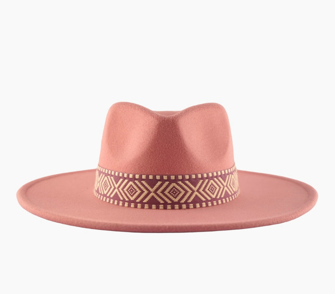 Fedora Black Pink Two Tone Wide Brim Hat for Women