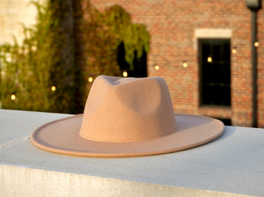 Tan Color Wide Brim Fedora for Women