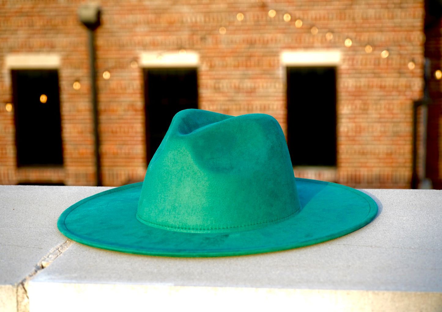 Atlanta Suede Wide Brim Fedora - Green