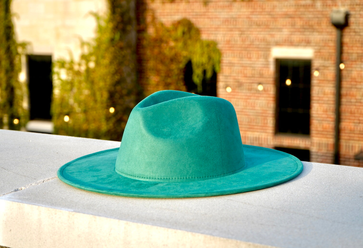 Atlanta Suede Wide Brim Fedora - Green