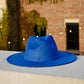 Blue Color Vegan Suede Wide Brim Fedora