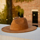 Atlanta Suede Wide Brim Fedora - Dark Tan