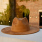 Atlanta Suede Wide Brim Fedora - Dark Tan