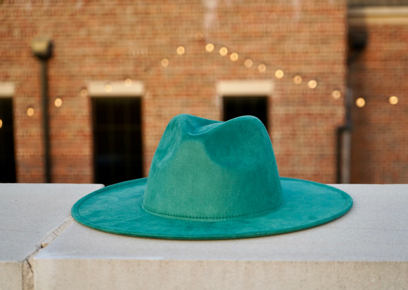 Atlanta Suede Wide Brim Fedora - Green