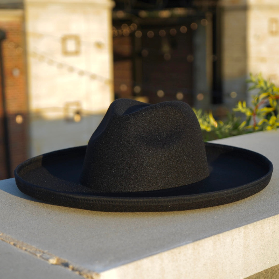 Dallas Plain Pencil Brim Fedora - Black