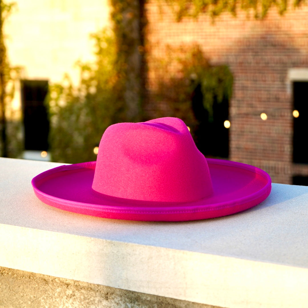 Hot Pink Wide outlets Brim Fedora