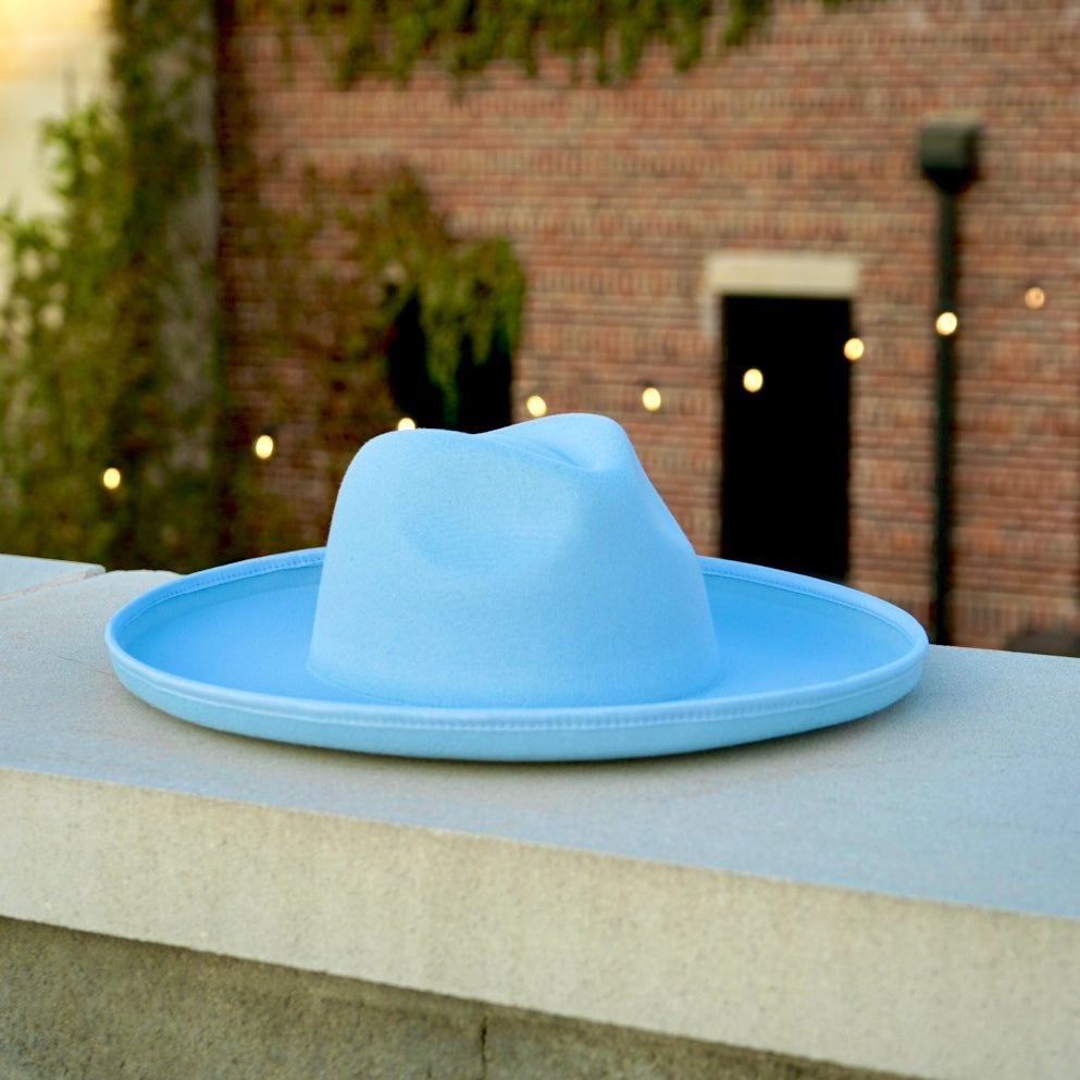 Dallas Plain Pencil Brim Fedora - Light Blue