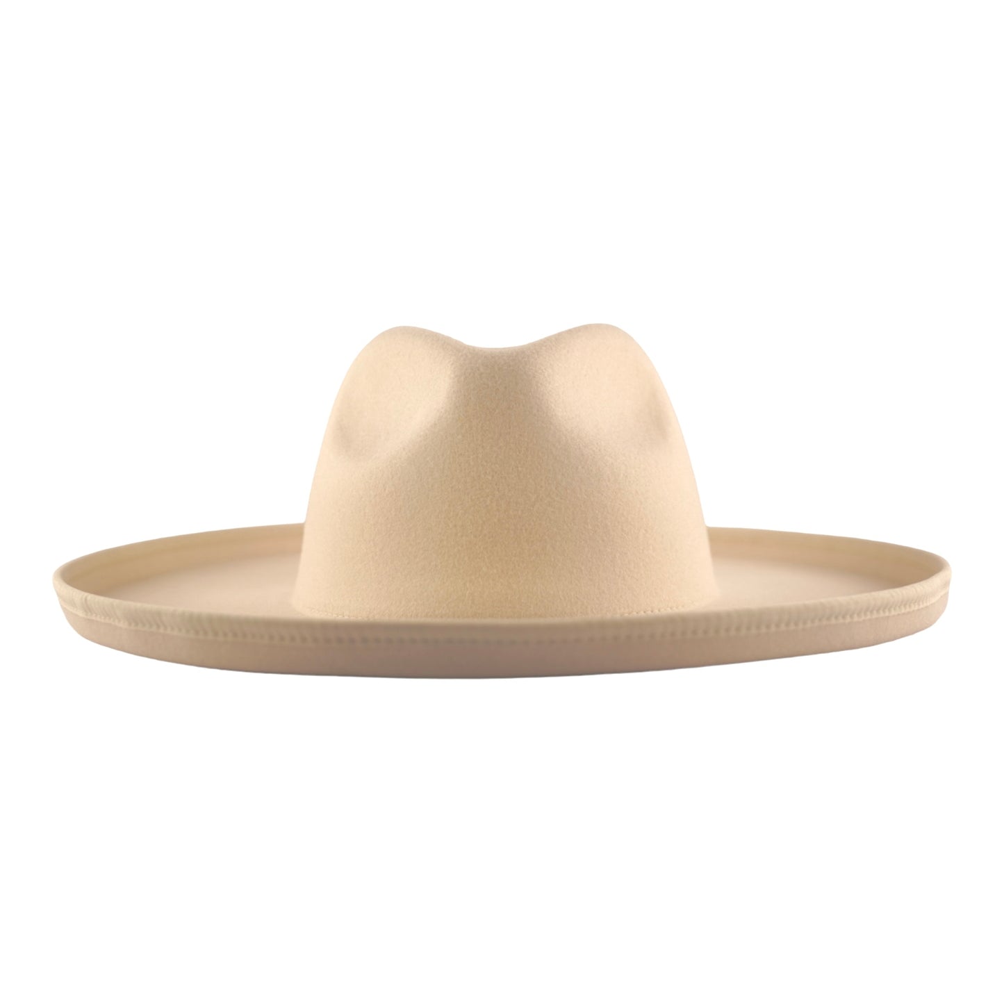 Unisex pencil brim fedora hat in beige color.