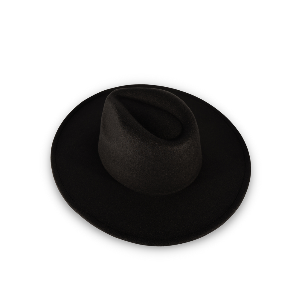 Atlanta - Wide Brim Fedora Hat - Black Large 58-61cm / Black